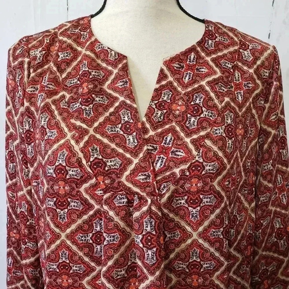 Laundry by Shelli Segal Orange Mosaic Print Top - Picture 2 of 7